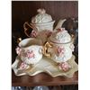 Image 1 : Porcelain Tea Set with Pink Rose Accents