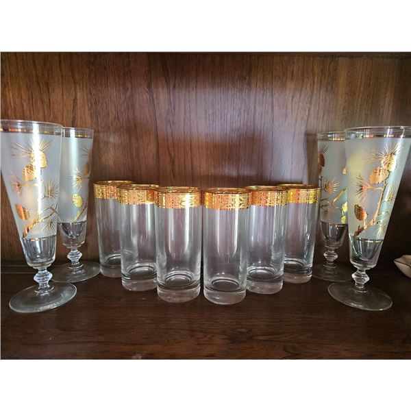 10 Gold Trimmed Glasses