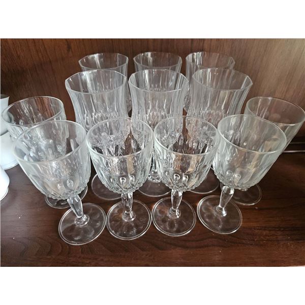 12 Cut Glass Wine Goblets