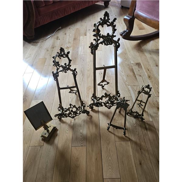 Ornate Brass Easels and Stand