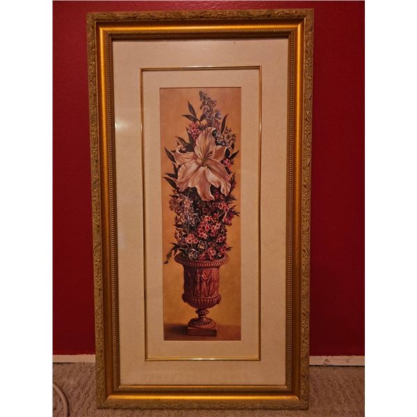 Framed Floral Artwork in Gold Ornate Frame