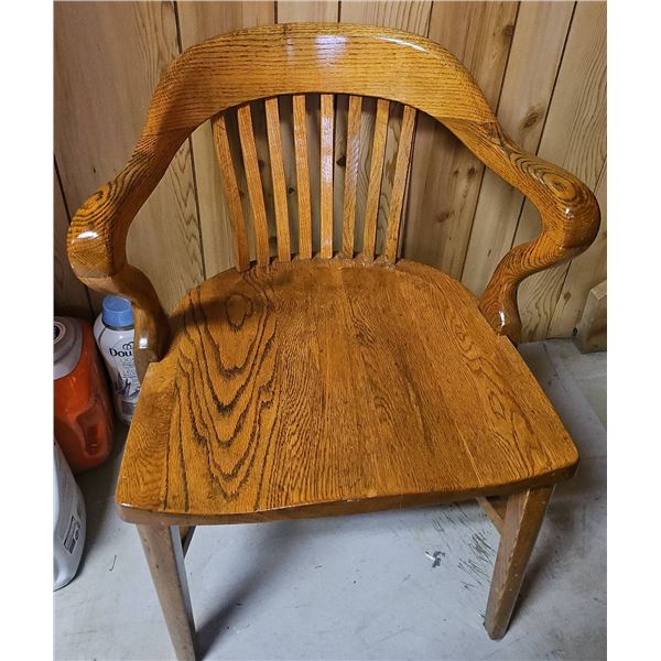 Oak Wood Armchair with Curved Back