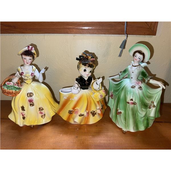 Three Japanese Porcelain Lady Figurine