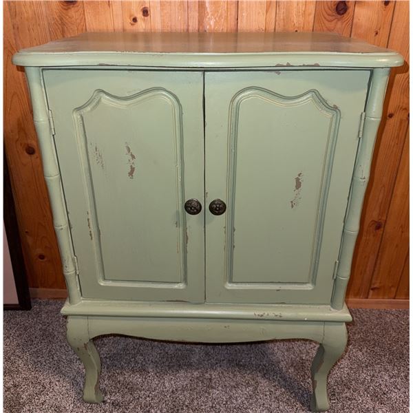Antique Green Painted Wood Cabinet