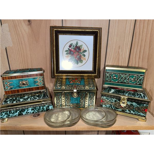 Decorative Metal and Resin Boxes with Framed-