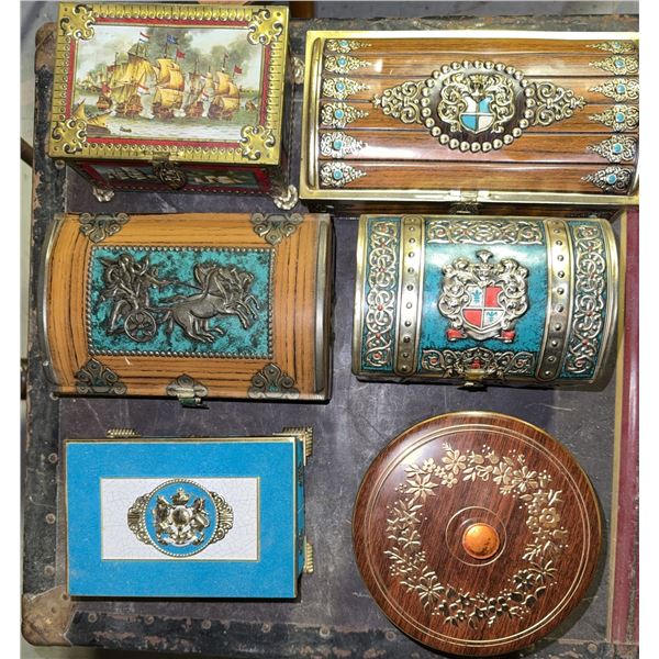 Decorative Wooden and Metal Jewelry Box Set