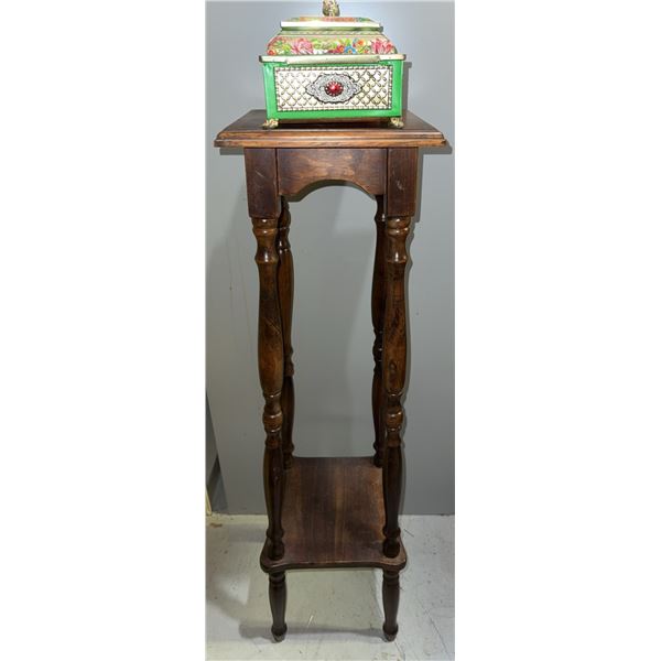 Wood Pedestal Plant Stand With Two Boxes