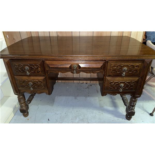 Solid Wood Desk with Five Drawers