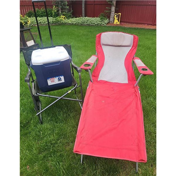 Coleman Cooler and Red Reclining Chair Set(only red chair is included)