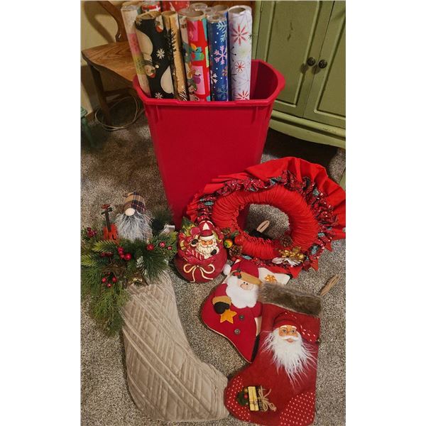 Christmas Decor and Wrapping Supplies Lot
