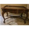 Image 2 : Carved Wood Coffee Table With Glass Top