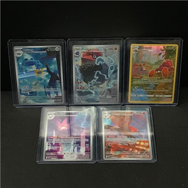 LOT OF 5 POKEMON TCG TRADING CARDS IN INDIVIDUAL SLEEVES