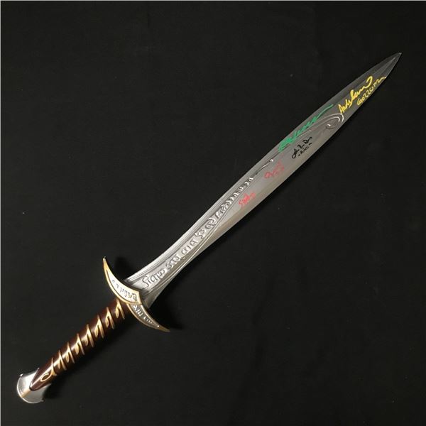 MULTI SIGNED LORD OF THE RINGS SWORD: ASTIN, RHYS DAVIES, SERKIS, WOOD AND BLOOM - WWOC COA