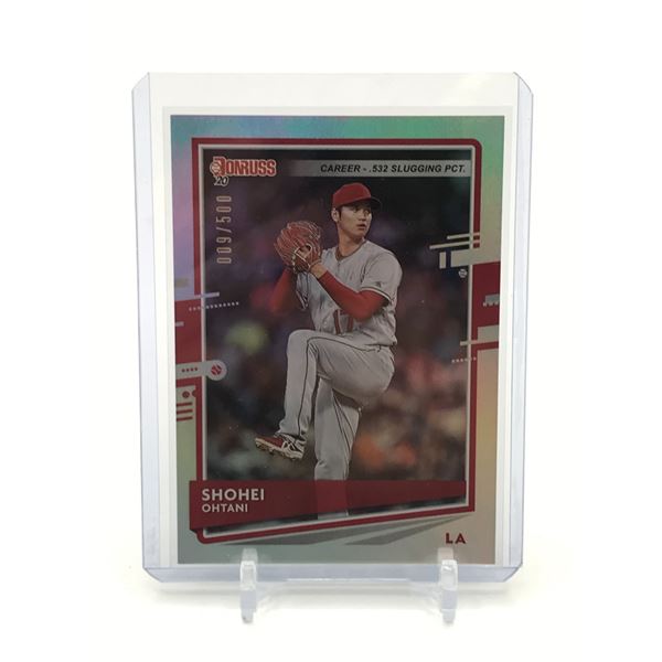 2020 PANINI DONRUSS BASEBALL SHOHEI OHTANI REFRACTOR TRADING CARD 9/500
