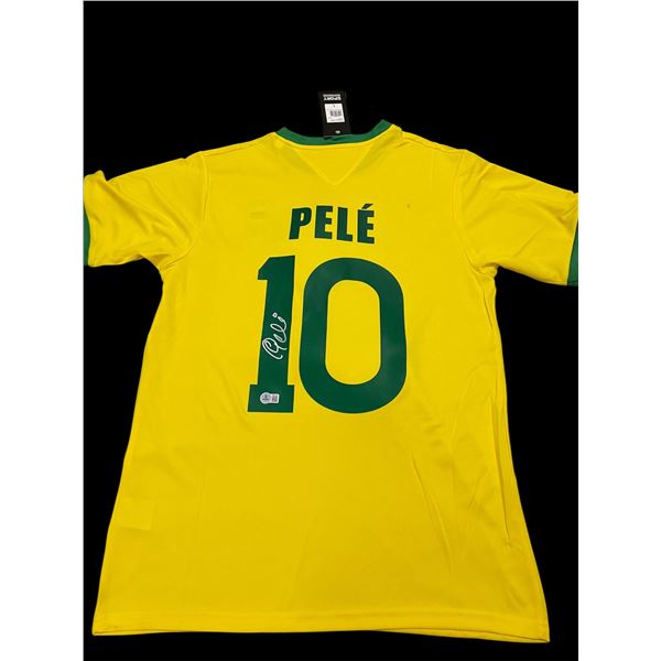 PELE SIGNED BRAZIL SOCCER JERSEY - BECKETT COA