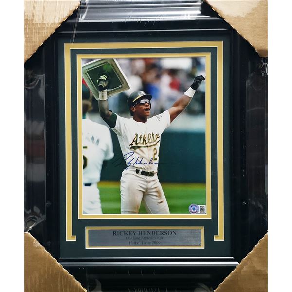RICKEY HENDERSON SIGNED AND FRAMED 8X10 - BECKETT COA