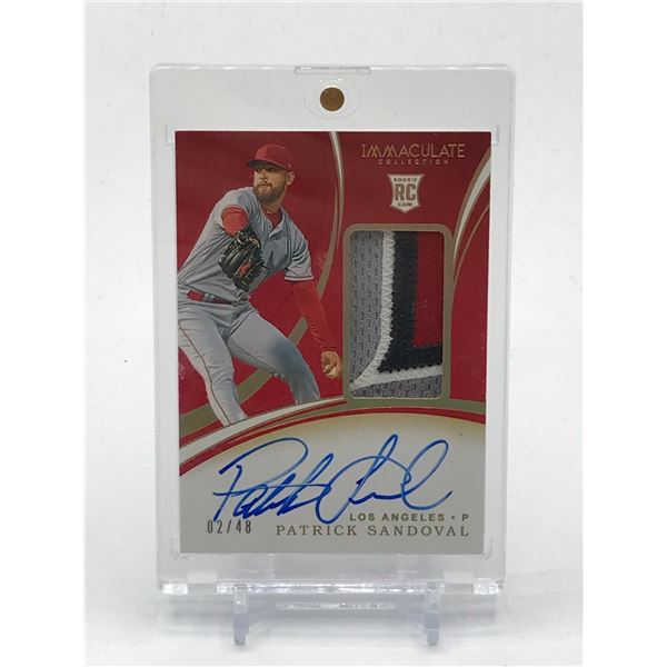 2020 PANINI IMMACULATE BASEBALL PATRICK SANDOVAL SIGNED ROOKIE PATCH TRADING CARD 02/48