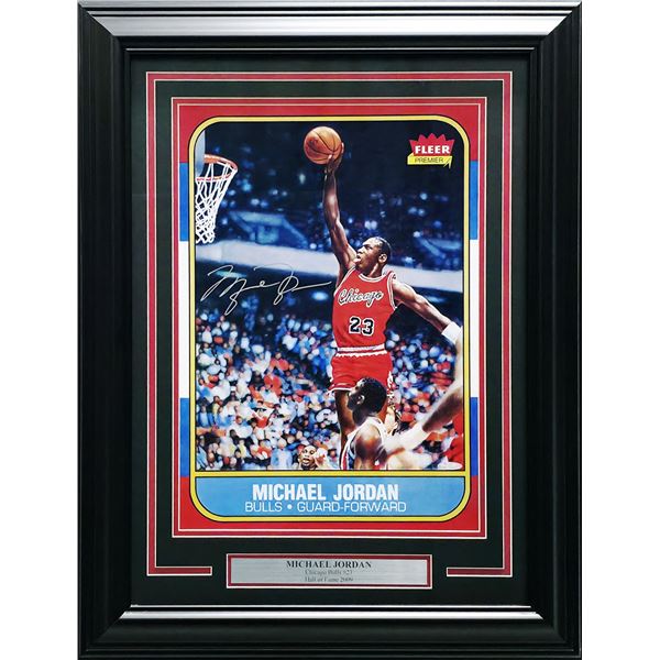 MICHAEL JORDAN SIGNED AND FRAMED ROOKIE CARD 8 X 10 (UPPER DECK COA)