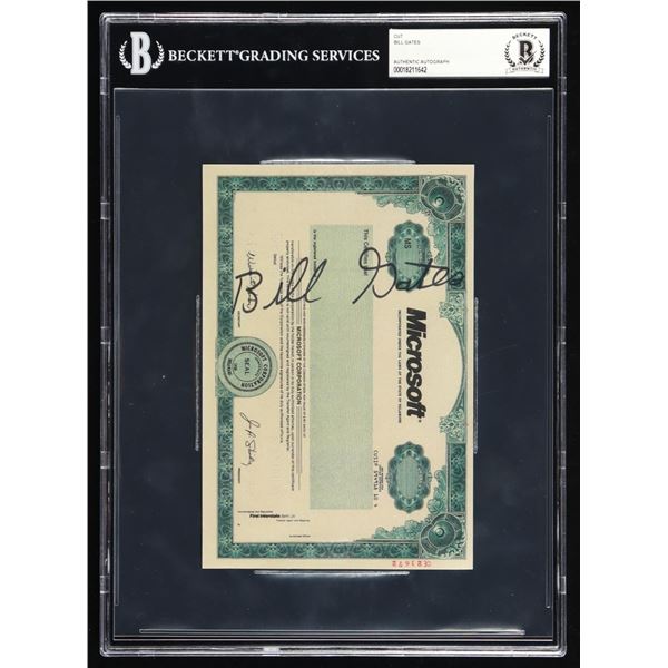 BILL GATES SIGNED MICROSOFT SHARE - BECKETT ENCAPSULATED