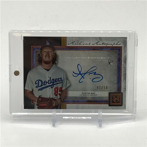 2020 TOPPS MUSEUM COLLECTION BASEBALL DUSTIN MAY SIGNED ROOKIE TRADING CARD 41/50