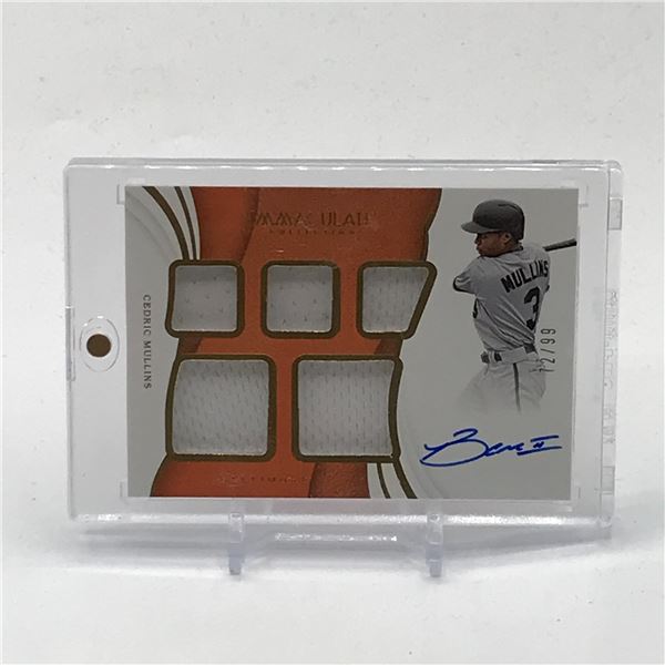2018 PANINI IMMACULATE COLLECTION BASEBALL CEDRIC MULLINS SIGNED PATCH TRADING CARD 72/99