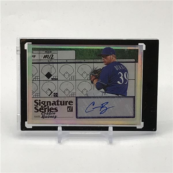 2019 PANINI DONRUSS BASEBALL SIGNATURE SERIES CORBIN BURNES SIGNED TRADING CARD