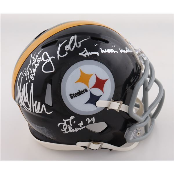 Steelers Speed Mini Helmet Signed by (5) With Brown, Randy Grossman, Jon Kolb, Gerry Mullins - JSA