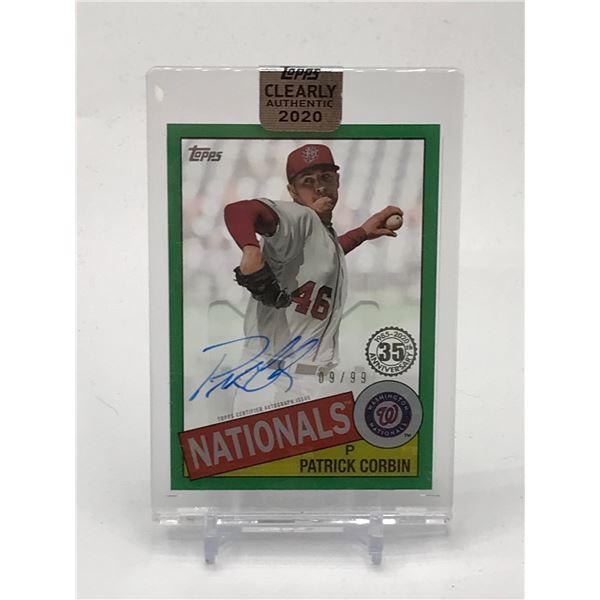 2020 TOPPS CLEARLY AUTHENTIC PATRICK CORBIN SIGNED TRADING CARD 09/99