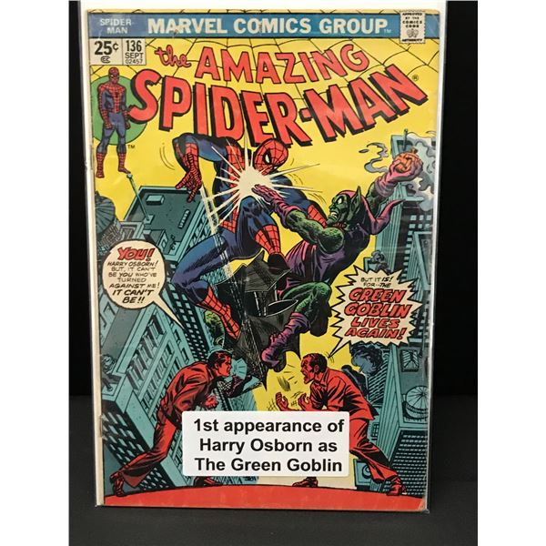 THE AMAZING SPIDERMAN #136 1ST APP OF HARRY OSBORN AS THE GREEN GOBLIN - MARVEL COMICS