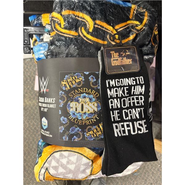 WWE Sasha Banks Blanket & The Godfather "Offer" Socks Set