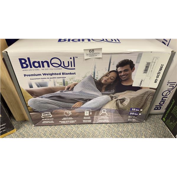 Brand New - Blanquil Essentials Weighted Blanket W/Free Cover (Grey, 20 LB)- Brand New-Retail $200+