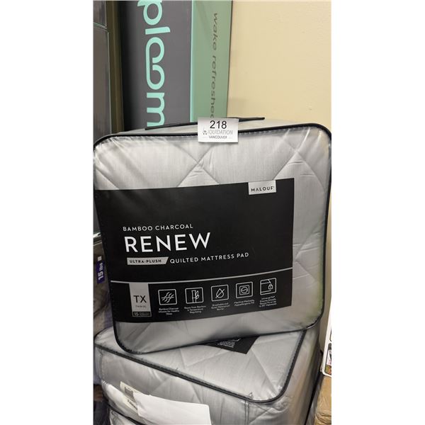 Brand New Malouf Bamboo Charcoal RENEW Ultra-Plush Quilted Mattress Pad  Twin XL
