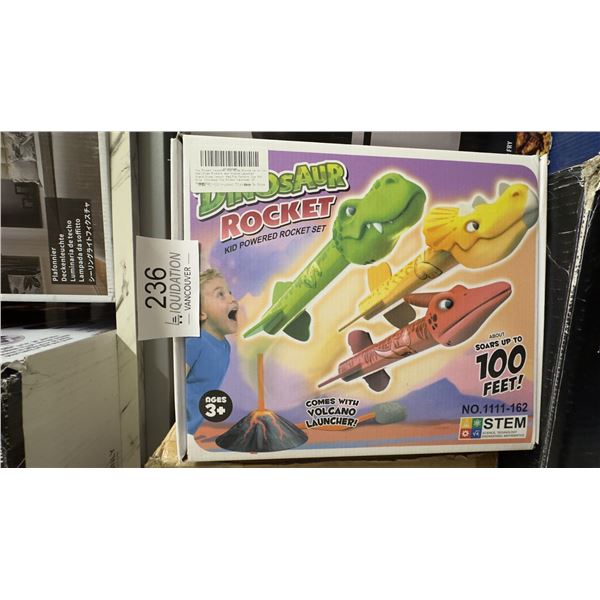 Dinosaur Rocket Kid Powered Rocket Set  3 Dino Rockets + Volcano Launcher