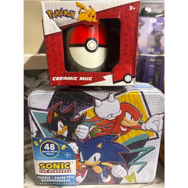 Pokemon Ceramic Mug & Sonic the Hedgehog 48 Piece Puzzle Set