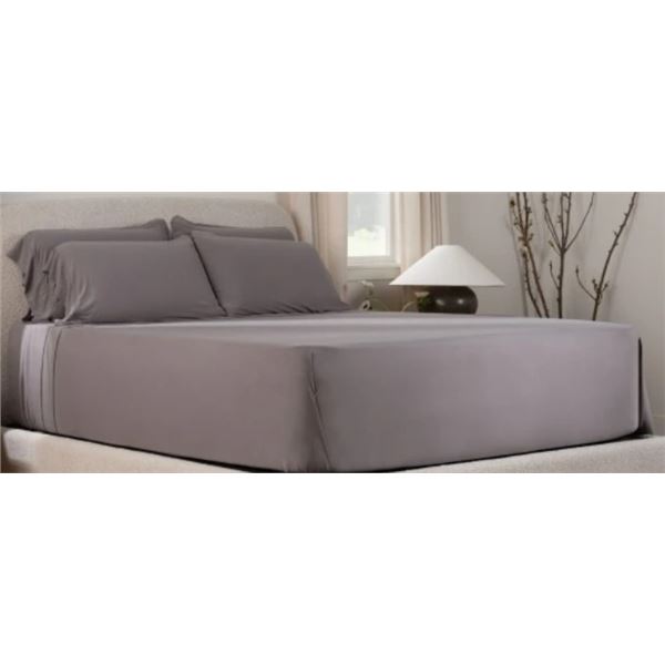 Purple SoftStretch Sheets Set / King-Cal King / Stormy Grey - Brand New