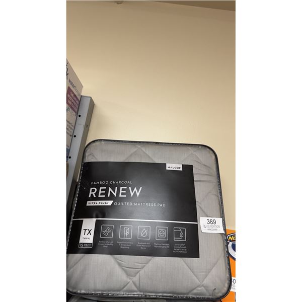 Brand New Malouf Bamboo Charcoal RENEW Ultra-Plush Quilted Mattress Pad  Twin XL