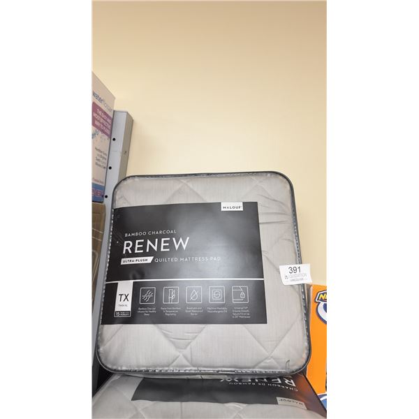 Brand New Malouf Bamboo Charcoal RENEW Ultra-Plush Quilted Mattress Pad  Twin XL