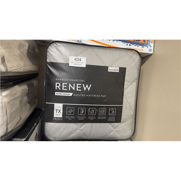 Brand New Malouf Bamboo Charcoal RENEW Ultra-Plush Quilted Mattress Pad  Twin XL