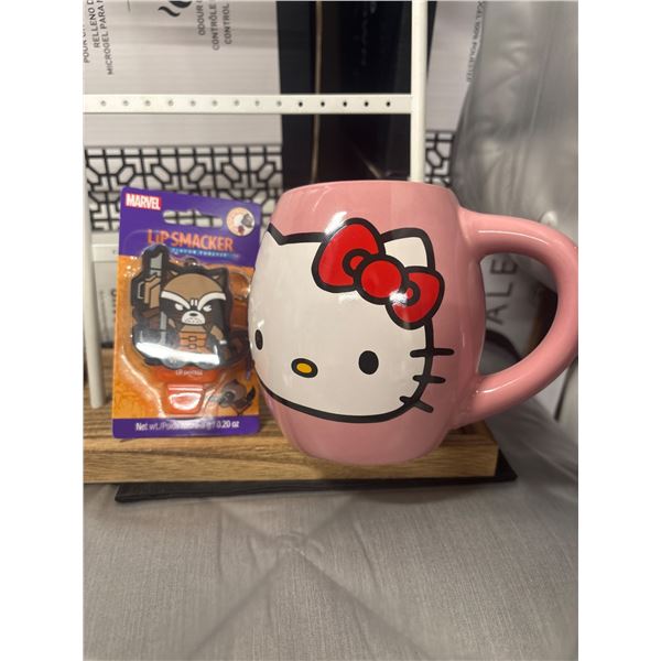 Hello Kitty Pink Mug & Marvel Rocket Raccoon Lip Smacker