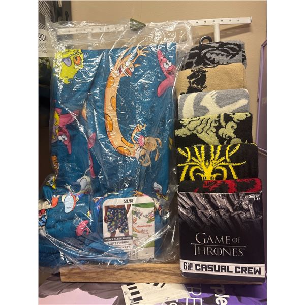 Nickelodeon Pajama Shorts & Game of Thrones Apparel Bundle - Sleep Shorts & Socks