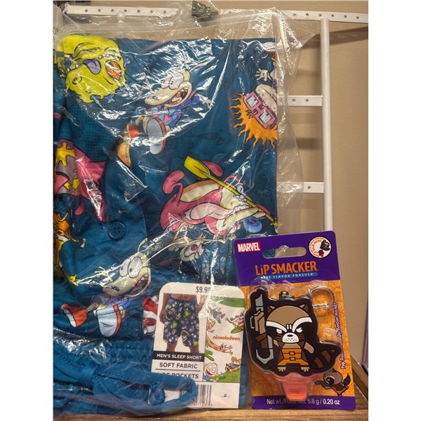 Nickelodeon Rugrats Sleep Shorts & Marvel Rocket Raccoon Lip Smacker