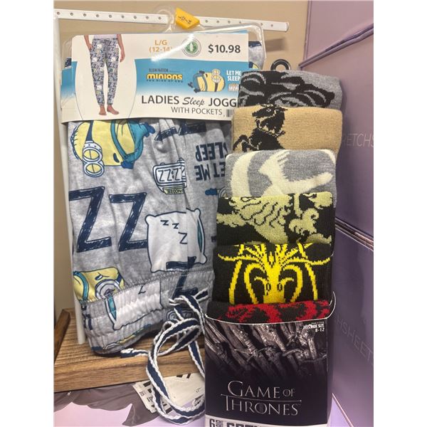 Minions Pajama Pants & Game of Thrones Socks Set