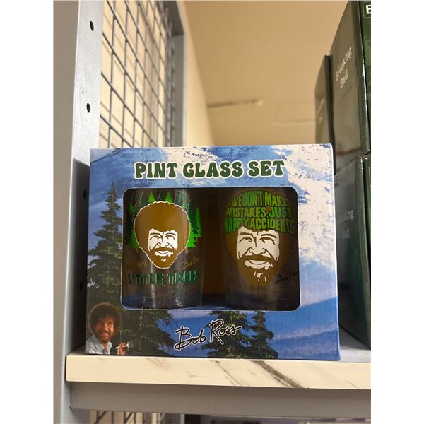 Bob Ross Pint Glass Set - "Little Trees" & "Happy Accidents"