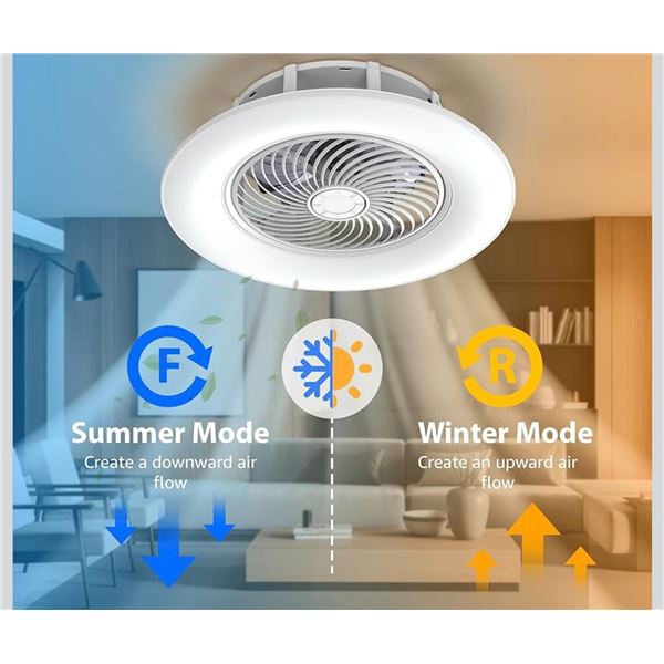 Brand New Modern Bladeless Ceiling Fan with LED Light  Summer & Winter Reversible Modes