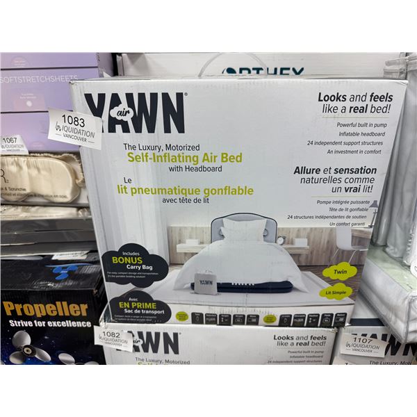 YAWN Air Luxury Twin Self-Inflating Air Bed with Headboard  New in Box