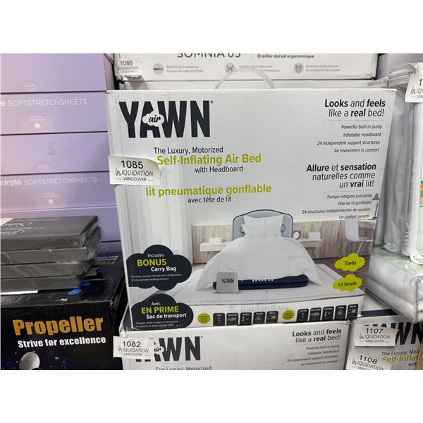 YAWN Air Luxury Twin Self-Inflating Air Bed with Headboard  New in Box