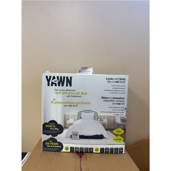 YAWN Air Luxury Twin Self-Inflating Air Bed with Headboard  New in Box