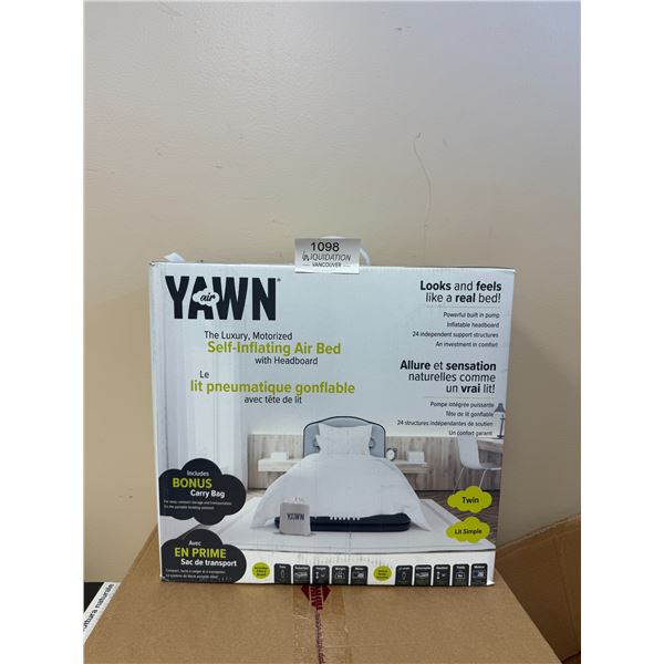 YAWN Air Luxury Twin Self-Inflating Air Bed with Headboard  New in Box