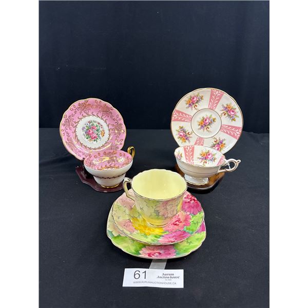 A Nice Lot of 3 Porcelain Bone China Teacups and Saucers Plus one with Side Plate