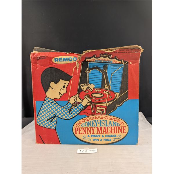 Vintage Coney Island Penny Machine with Original Box